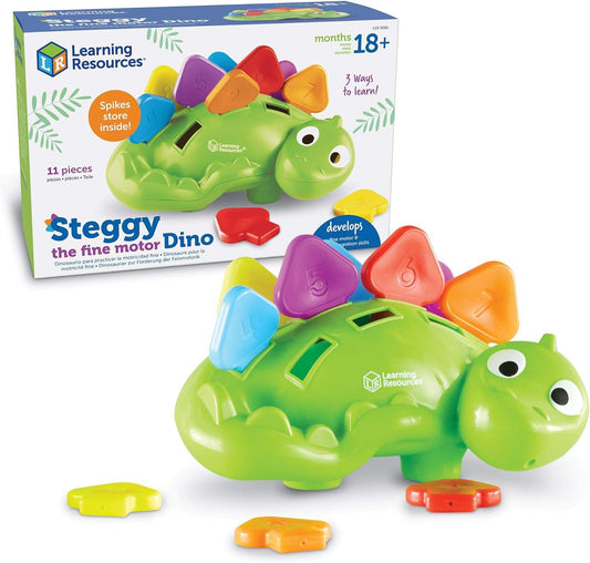 Learning Resources Steggy the Fine Motor Dino, Montessori Toys, Color Recognition, Ages 2+ - Momo Gadgets