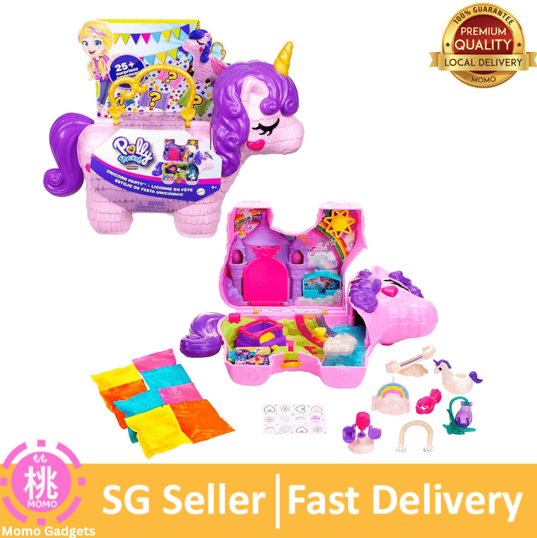 Polly Pocket 2-in-1 Travel Toy Playset, Unicorn Toy with 2 Dolls & 25 Surprise Accessories