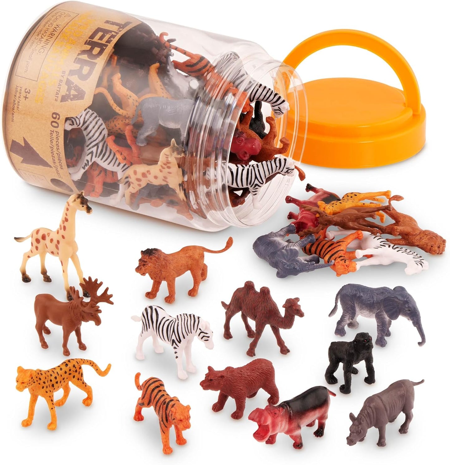 Terra by Battat - Sea Animals / Farm Animals / Horses in Tube Playset - Animal Figures for Kids - 60pcs Multi, 2"