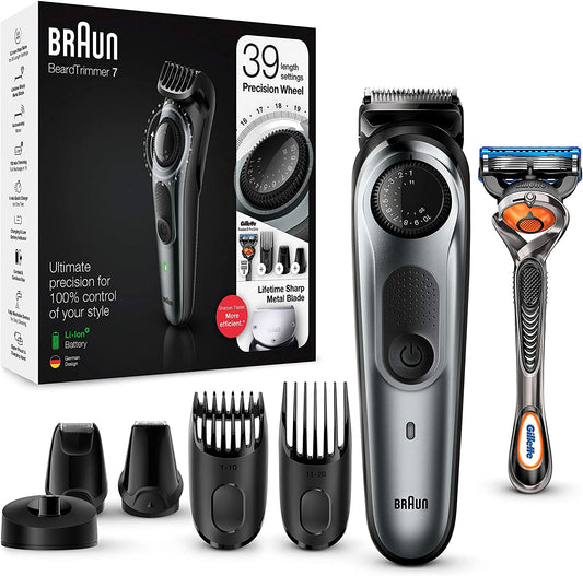 Braun Beard Trimmer BT7240 and Hair Clipper for Men, 39 Length Settings, UK Two Pin Bathroom Plug