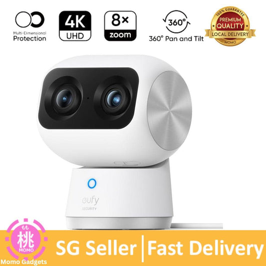 eufy Security Indoor Cam S350 Dual Lens, 4K UHD Resolution Security Camera with 8× Zoom and 360° PTZ