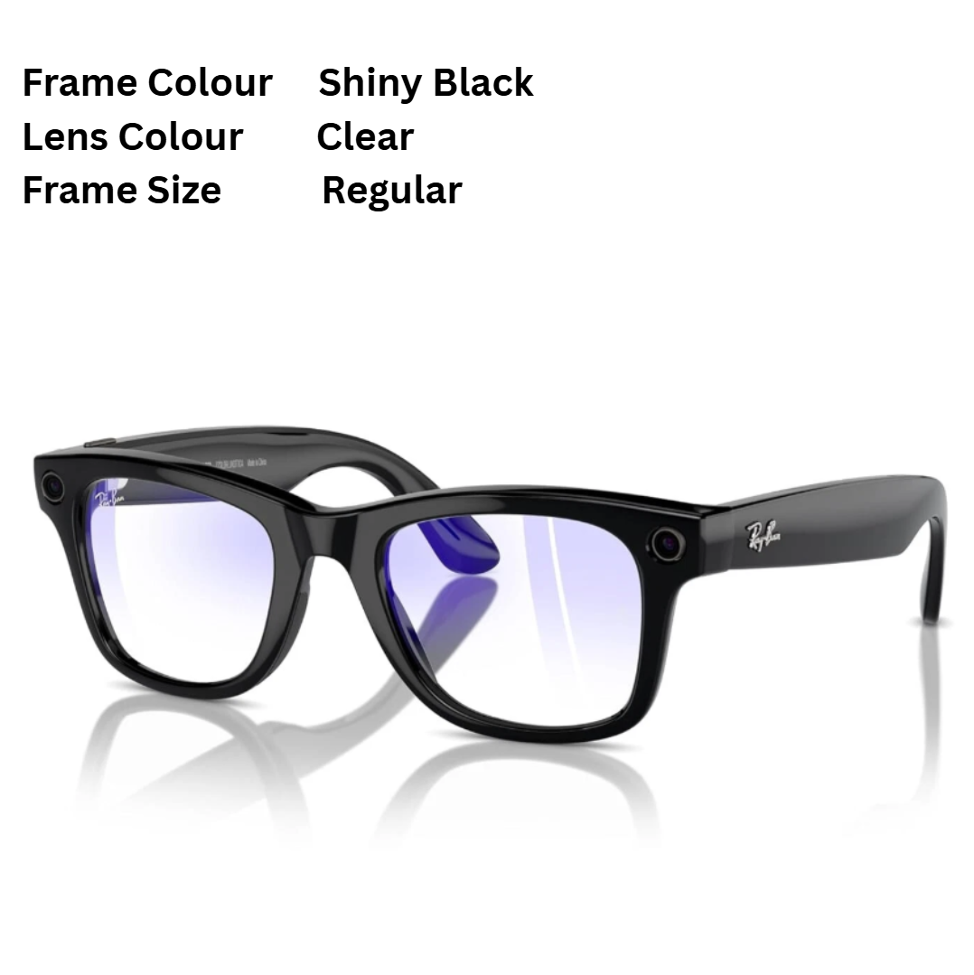 RayBan | Meta Wayfarer Smart Glasses -  Shiny Black / Matte Black / Clear to Graphite Green Transition options (Meta Ray-Ban)
