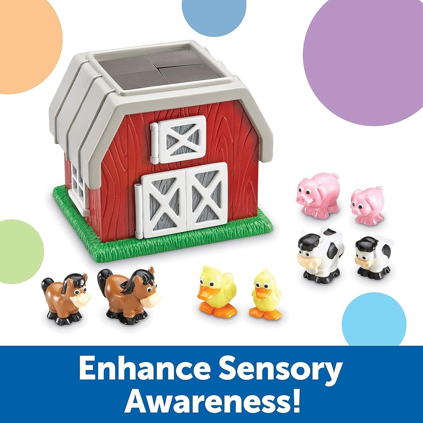 Learning Resources Hide-N-Go Moo, Farm Animal Toy, Barn Toys for Toddlers, 9 Pieces