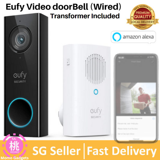 eufy Security, Wi-Fi Video Doorbell, Free Wireless Chime (Transformer Included) 2K Resolution, 2-Way Audio