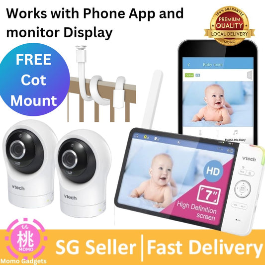 VTech Upgraded Smart WiFi Baby Monitor 720p Display, 1080p Camera, HD NightVision, Fully Remote Pan Tilt Zoom, 2-Way Talk, Free Smart Phone App, Works with iOS, Android