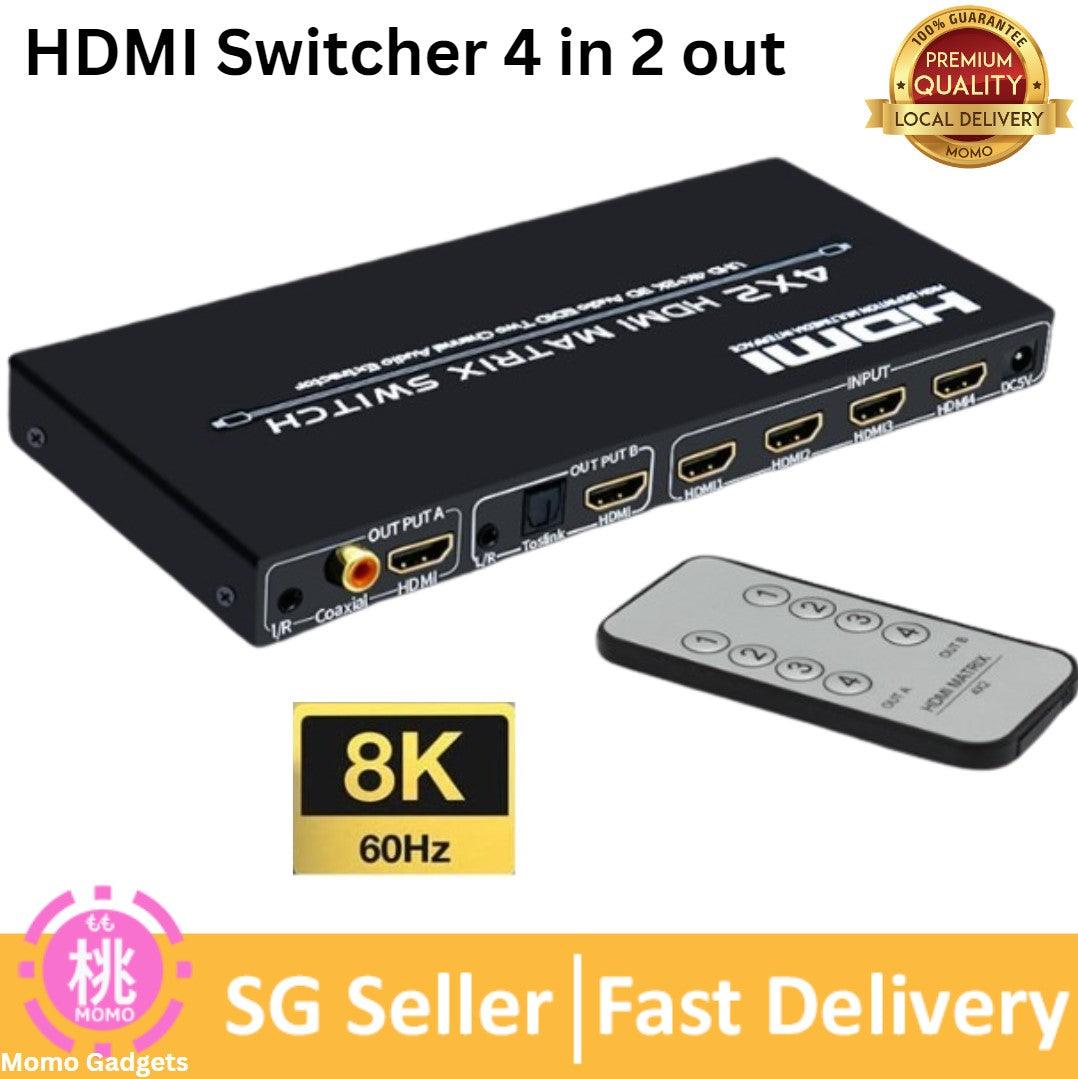 3-Port HDMI Switcher 4K 120Hz, HDMI 2.1 Switch 3 in 1 Out / 4 in 1 Out / 4 in 2 Out (8K 60Hz&2K 144Hz)