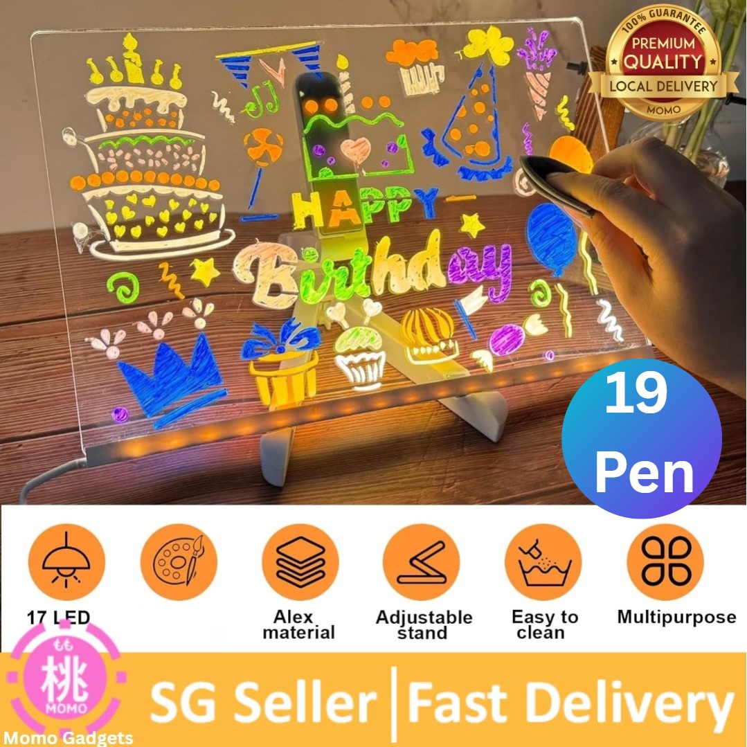 LED Note Board with Colors, 30 x 20 cm Light Up Acrylic Message Board, Illuminating LED Acrylic Message Board