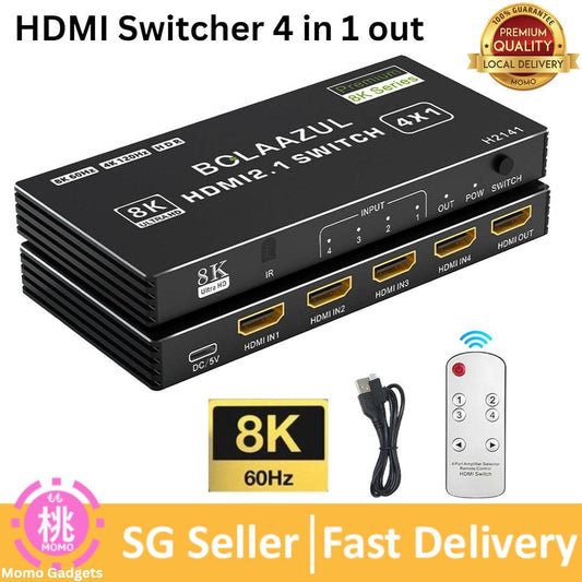 3-Port HDMI Switcher 4K 120Hz, HDMI 2.1 Switch 3 in 1 Out / 4 in 1 Out / 4 in 2 Out (8K 60Hz&2K 144Hz)