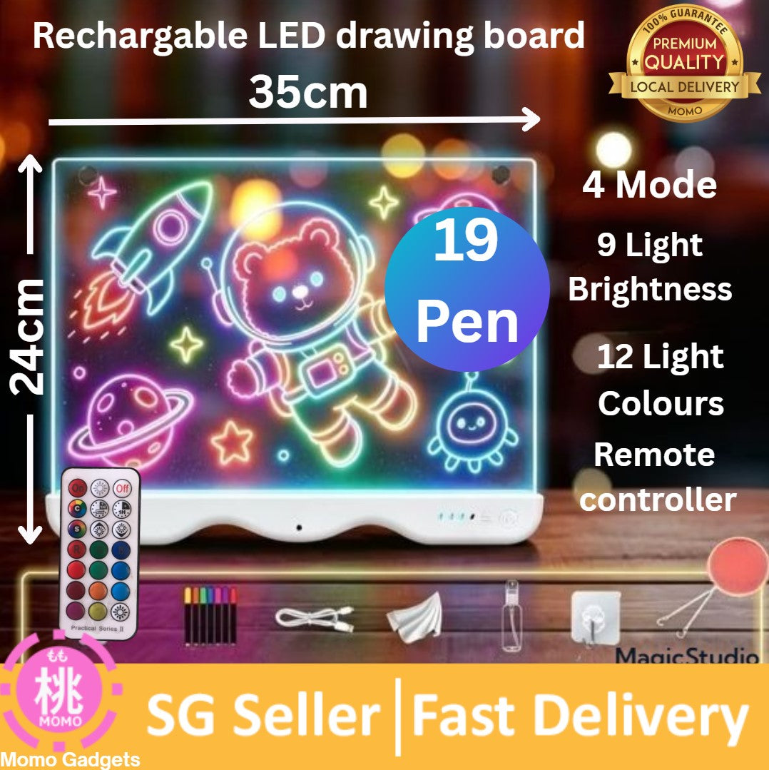 LED Note Board with Colors, 30 x 20 cm Light Up Acrylic Message Board, Illuminating LED Acrylic Message Board