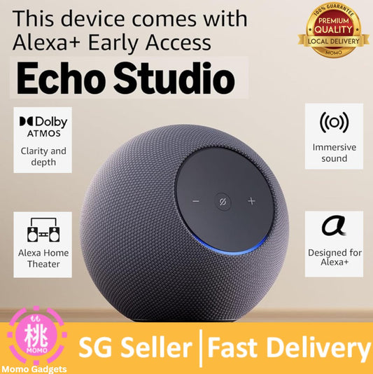 Amazon Echo Studio (newest model), compact design, immersive spatial audio and Dolby Atmos, with Alexa+ Early Access, Graphite