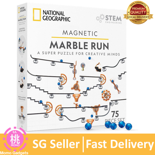National Geographic Magnetic Marble Run - 75-Piece STEM Building Set for Kids & Adults