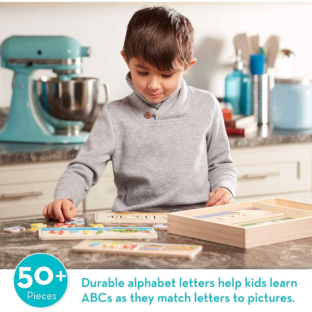 Melissa and Doug See & Spell Wooden Educational Toy With 8 Double-Sided Spelling Boards and 50+ Letters