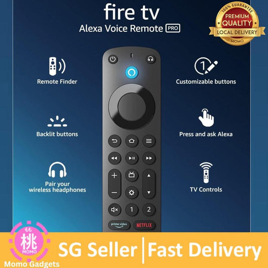 Alexa Voice Remote Pro, includes remote finder, TV controls, backlit buttons, requires compatible Fire TV device - Momo Gadgets