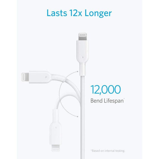 Anker USB C to Light ning Cable 1.8m MFi Certified PowerLine II, Supports Power Delivery (Charger Not Included) (White) - Momo Gadgets