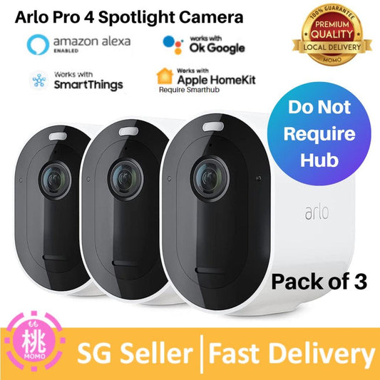 Arlo Pro 4 Spotlight Camera - Wireless Security, 2K Video & HDR, Color Night Vision, 2 Way Audio, No Hub Required - Momo Gadgets