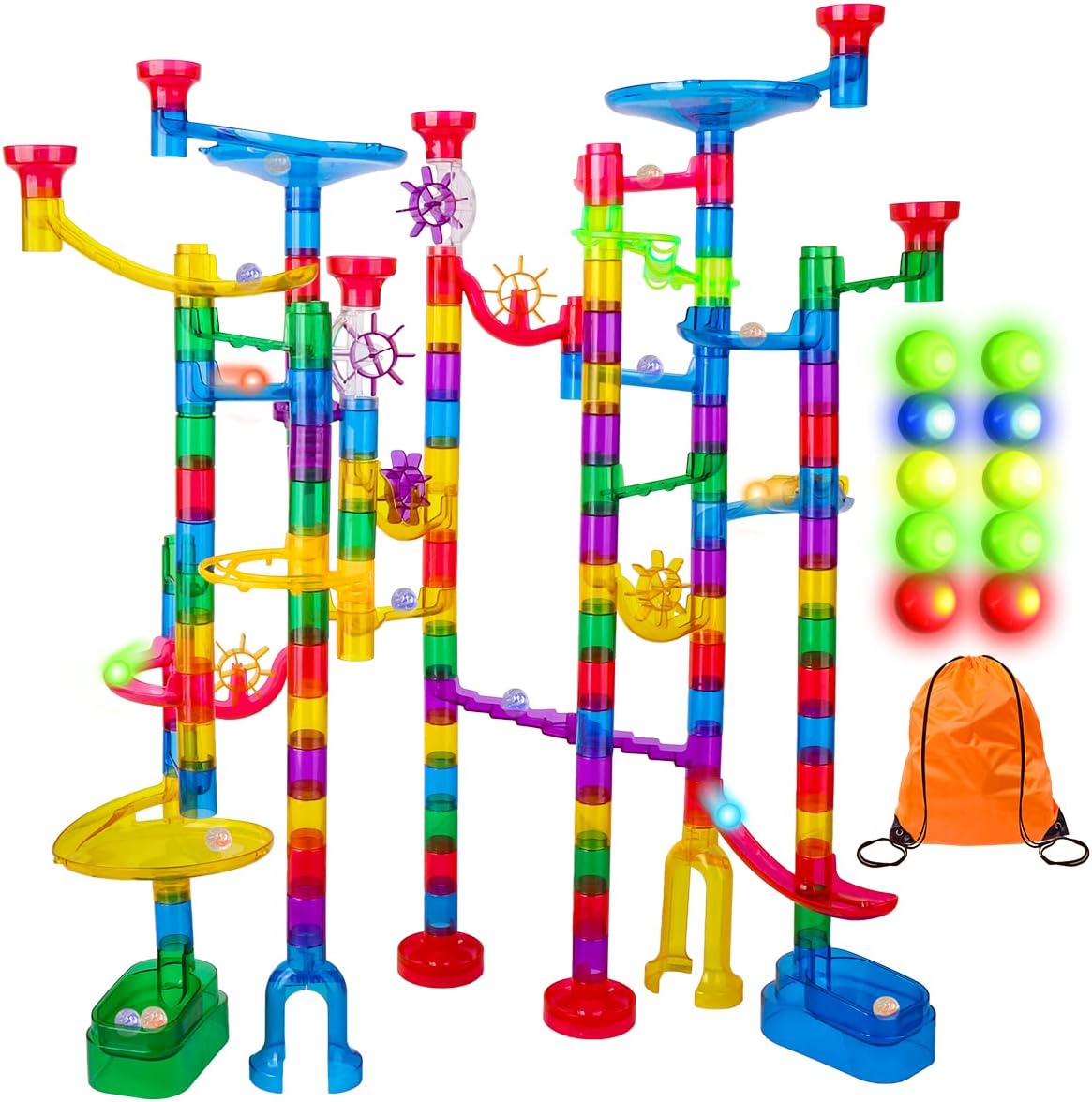 Meland Marble Run - 132Pcs/207Pcs/153Pcs Marble Maze Game Building Toy for Kid, Marble Track Race Set & STEM