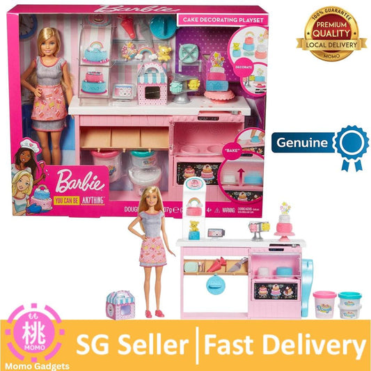 Barbie Cake Decorating Playset with Blonde Doll, Baking Island with Oven, Molding Dough & Toy Cake-Making Pieces - Momo Gadgets