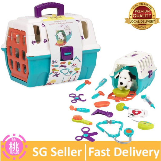 Battat - Dalmatian Vet Kit - Interactive Vet Clinic and Cage Pretend Play for Kids (15 pieces) - Momo Gadgets