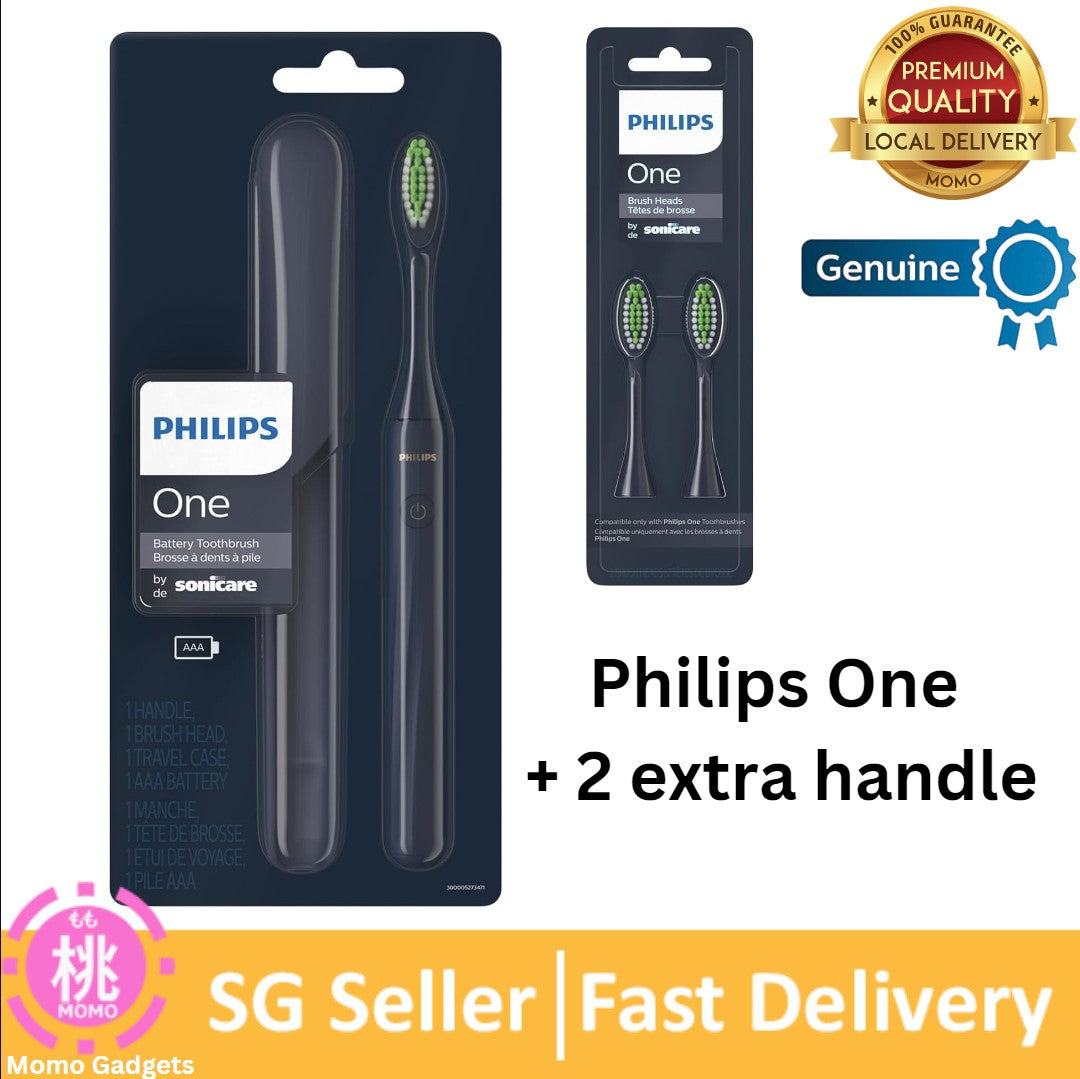 Philips One by Sonicare Battery Toothbrush, or replacement Brush Head, Midnight Blue,