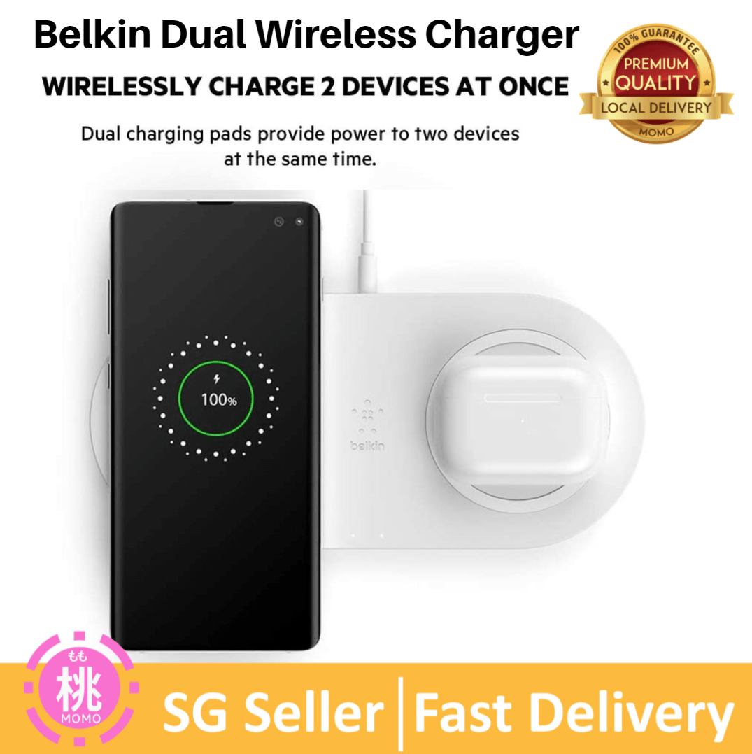 Belkin Dual Wireless Charger (Dual Wireless Charging Pad 10W / 15W) - Momo Gadgets