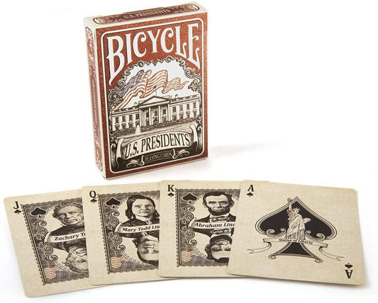 Bicycle US Presidents Poker Size Standard Index Playing Cards (Pack of 2) - Momo Gadgets