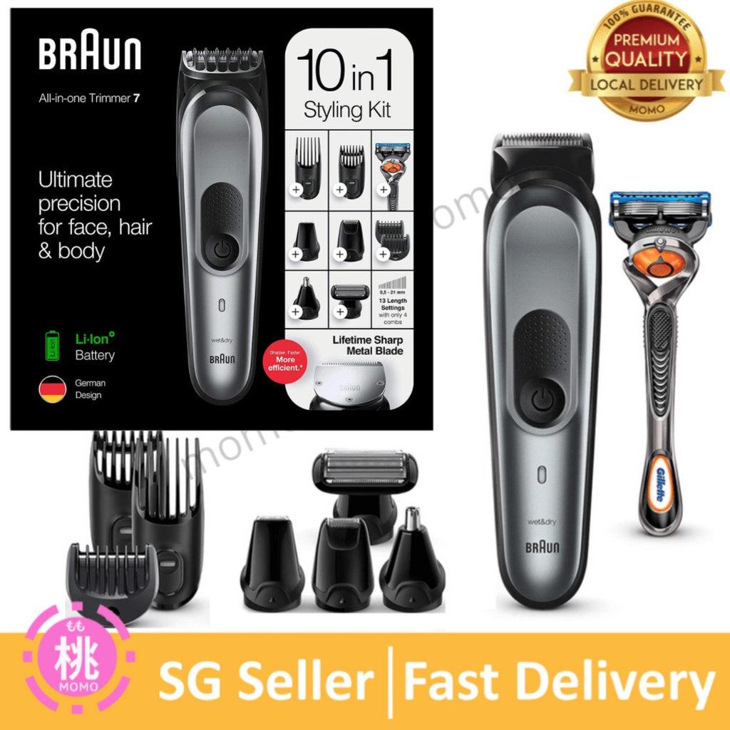 Braun 10-in-1 All-in-one Trimmer 7 MGK7221 for Men, Hair Clipper and Body Groomer with 8 Attachments, UK Two Pin Plug - Momo Gadgets