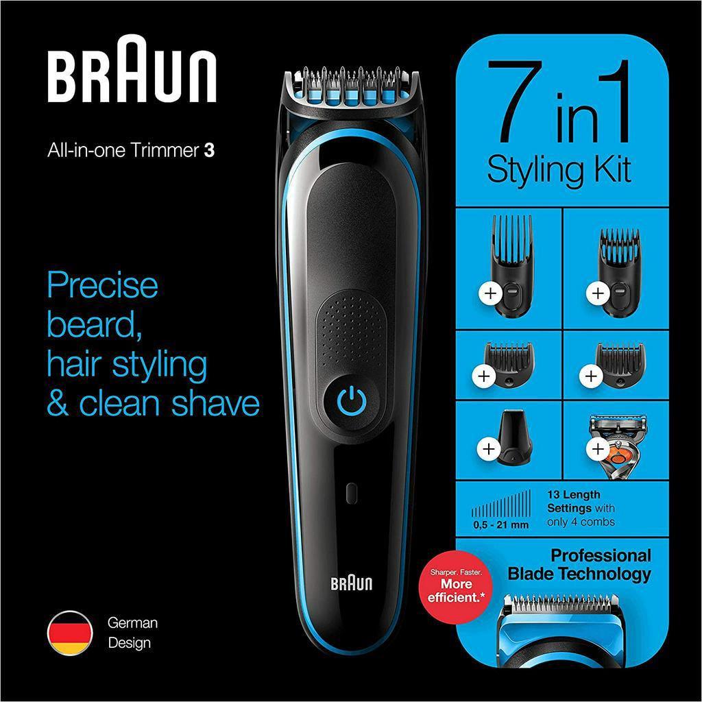 Braun 7-in-1 All-in-one Trimmer 3 MGK3245, Beard Trimmer for Men, Hair Clipper and Face Trimmer - Momo Gadgets