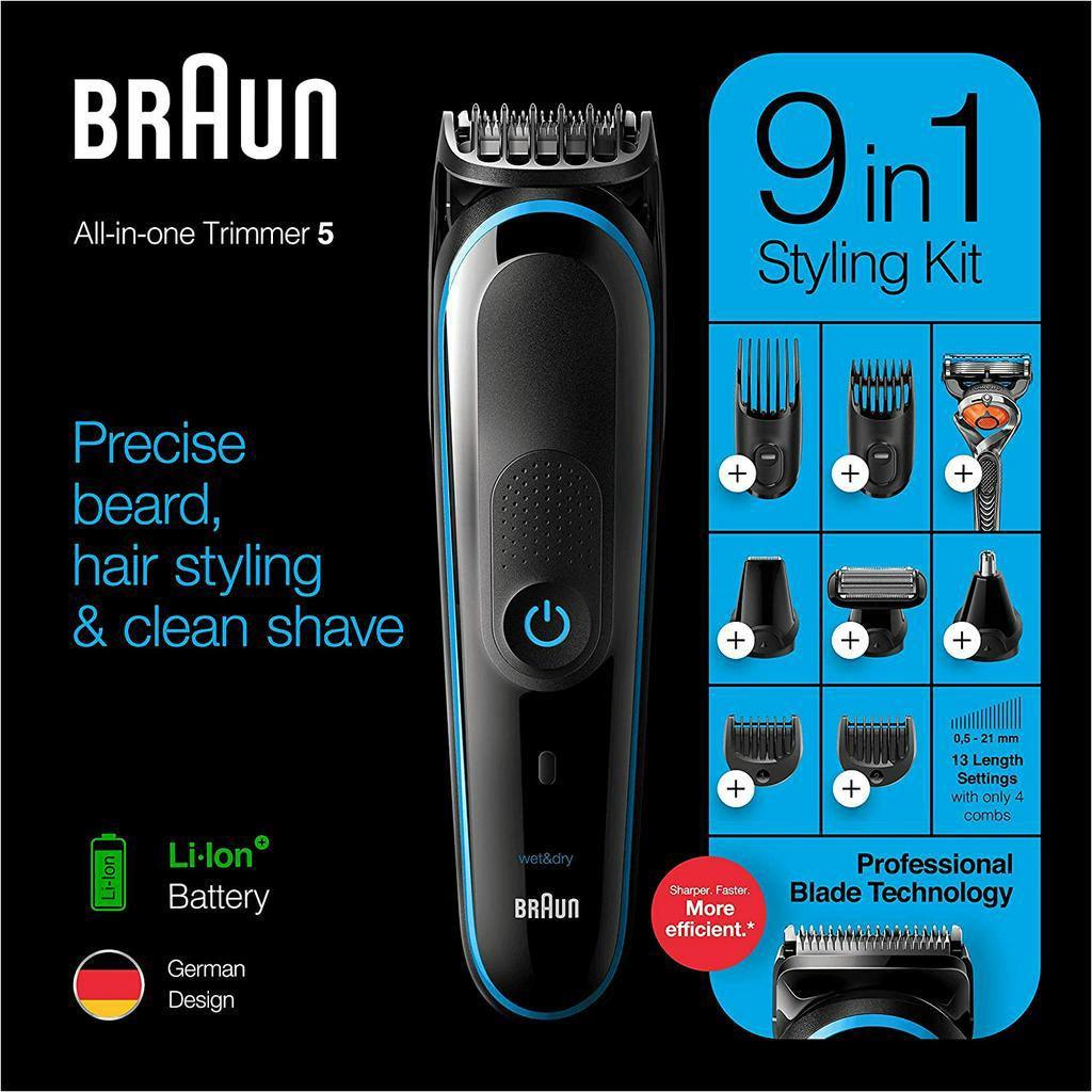 Braun 9-in-1 All-in-one Trimmer 5 MGK5280, Beard Trimmer, Hair Clipper and Body Groomer - Momo Gadgets