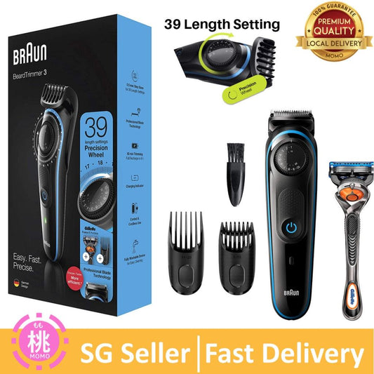 Braun Beard Trimmer for Men BT3240, Cordless & Rechargeable Hair Clipper with Gillette ProGlide Razor - Momo Gadgets