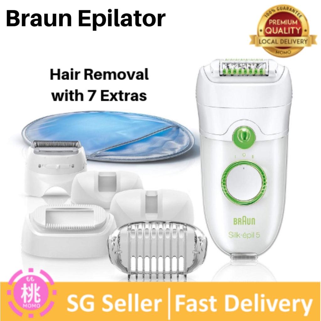 Braun Epilator Silk IPL 5780, Hair Removal with 7 Extras Including Shaver Head and Trimmer Cap - Momo Gadgets