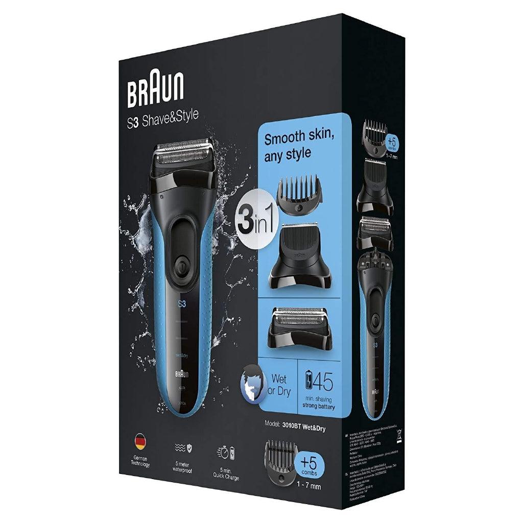 Braun Series 3 3010BT Shaver and Beard Trimmer , 3-in-1 Wet and Dry Electric Razor - Momo Gadgets