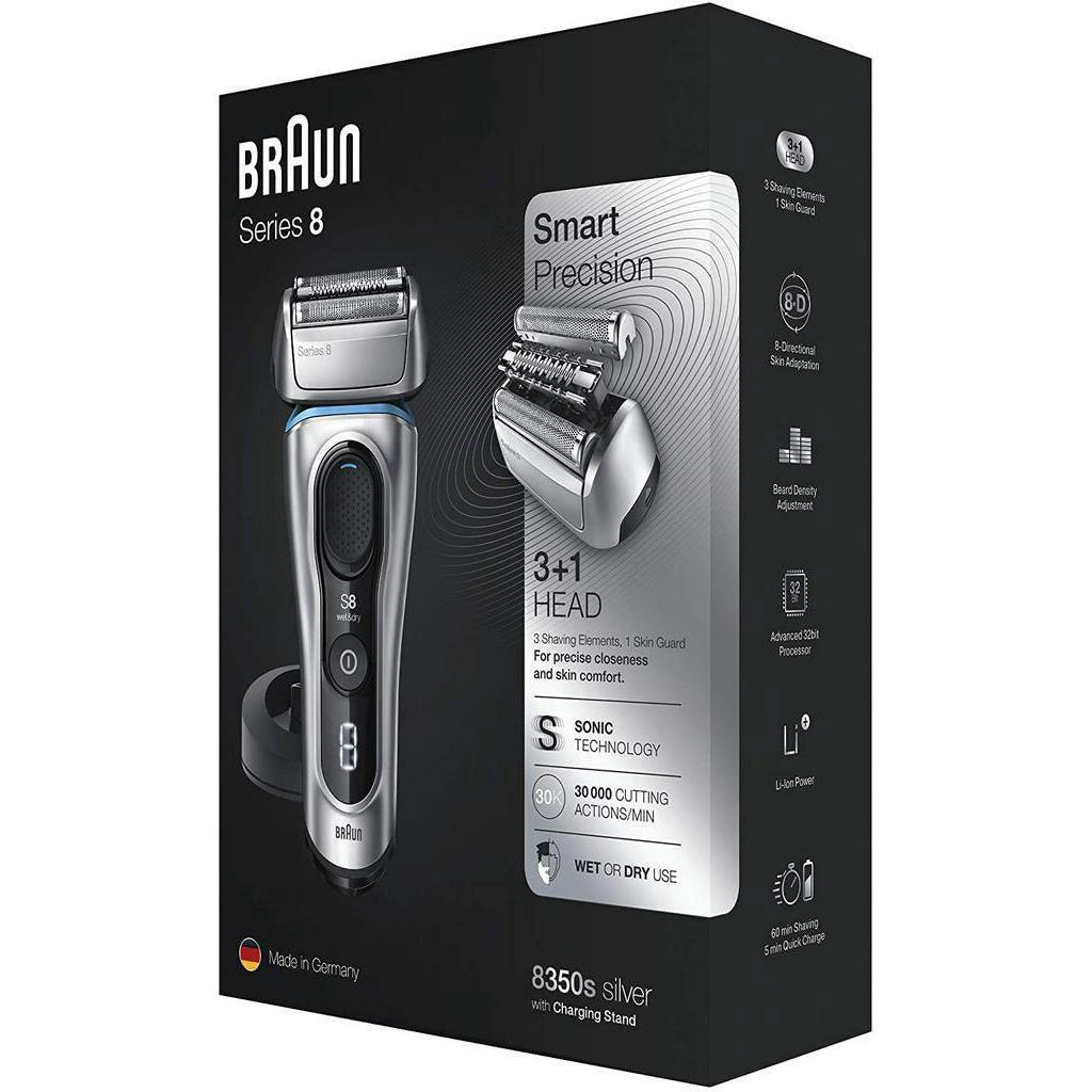 Braun Series 8 8350s Next Generation Electric Shaver with Charging Stand and Fabric Travel Case Wet and Dry Foil Shaver - Momo Gadgets