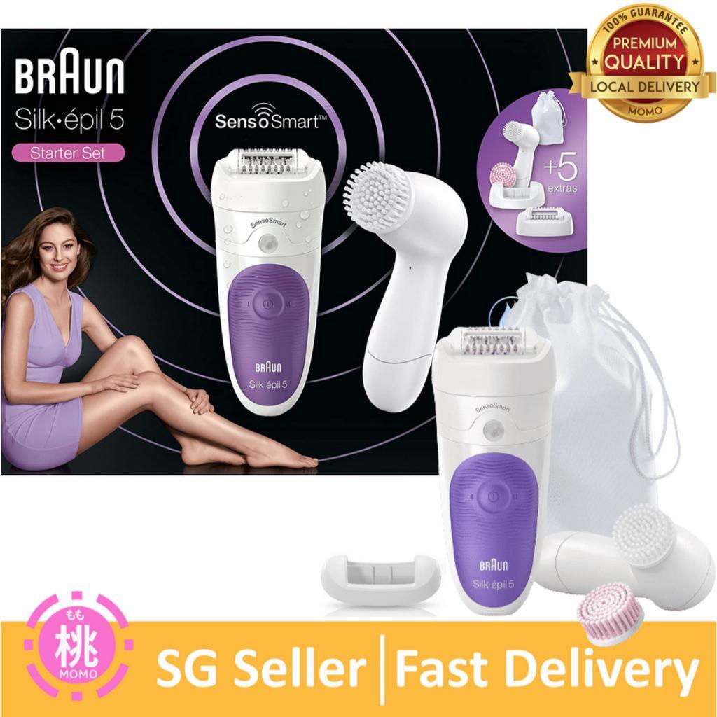 Braun Silk Epil 5 5870 SensoSmart Epilator Hair Removal Starter Set with 5 Extras Cordless Wet and Dry Epilation - Momo Gadgets