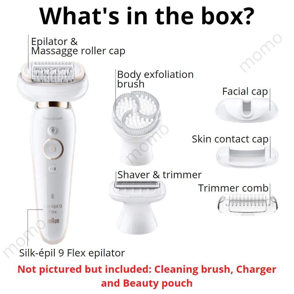 Braun Silk-épil 9 9-030 with Flexible Head, Facial Hair Removal for Women, Shaver & Trimmer, Rechargeable - Momo Gadgets