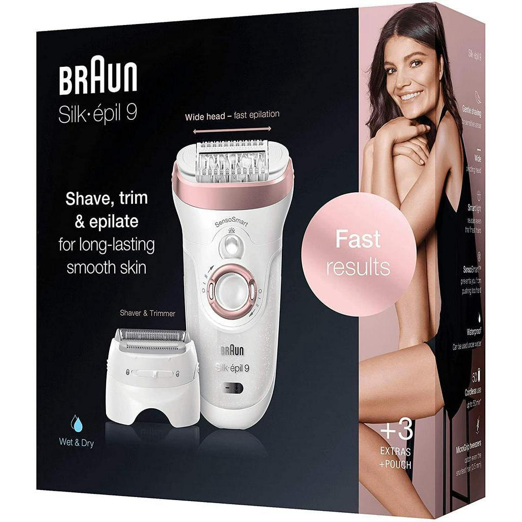 Braun Silk epil 9 9-720, Epilator for Long-Lasting Hair Removal, Includes Shaver and Trimmer Head - Momo Gadgets