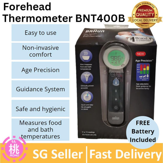 Braun Thermometer - BNT400B (Black) No Touch +Touch Forehead Thermometer, 3 in 1 thermometer - Momo Gadgets