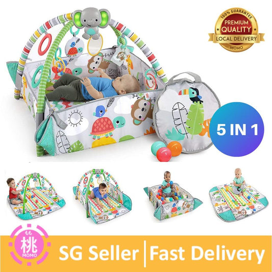 Bright Starts 5 In 1 Your Way Ball Play Activity Gym & Ball Pit, Totally Tropical - Momo Gadgets