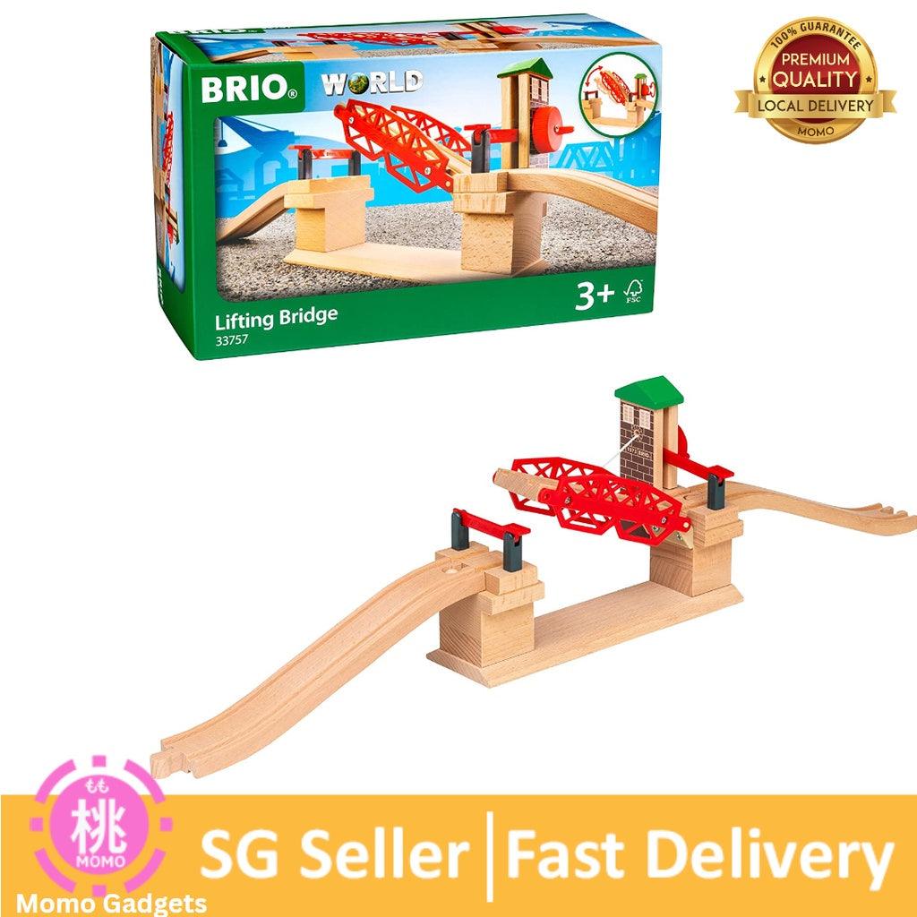 BRIO 33757 Lifting Bridge | Toy Train Accessory with Wooden Track for Kids Age 3 and Up , Red - Momo Gadgets