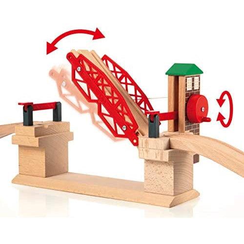 BRIO 33757 Lifting Bridge | Toy Train Accessory with Wooden Track for Kids Age 3 and Up , Red - Momo Gadgets