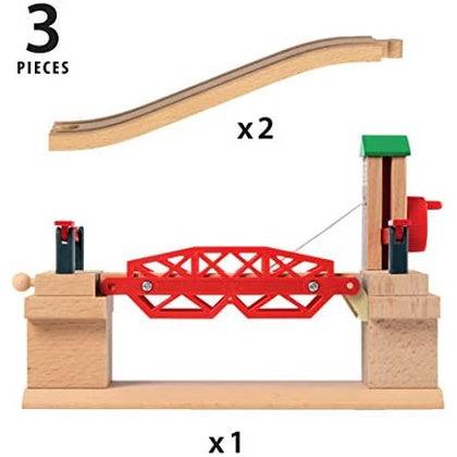 BRIO 33757 Lifting Bridge | Toy Train Accessory with Wooden Track for Kids Age 3 and Up , Red - Momo Gadgets