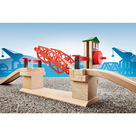 BRIO 33757 Lifting Bridge | Toy Train Accessory with Wooden Track for Kids Age 3 and Up , Red - Momo Gadgets