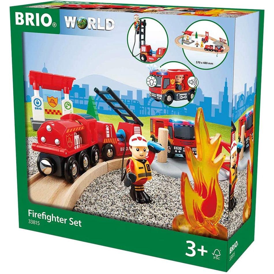 BRIO 33815 Rescue Firefighter Set | 18 Piece Train Toy with a Fire Truck, Accessories and Wooden Tracks for Ages 3+ - Momo Gadgets