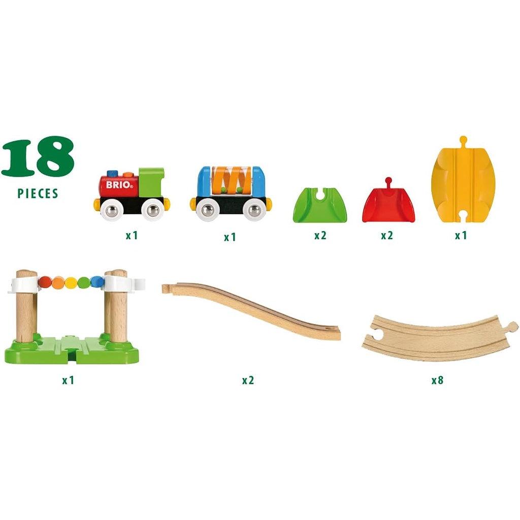 BRIO My First Railway – 33727 Beginner Pack | Wooden Toy Train Set for Kids Age 18 Months and Up - Momo Gadgets