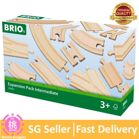 BRIO World 33402 Expansion Pack Intermediate | Wooden Train Tracks for Kids Age 3 and Up - Momo Gadgets