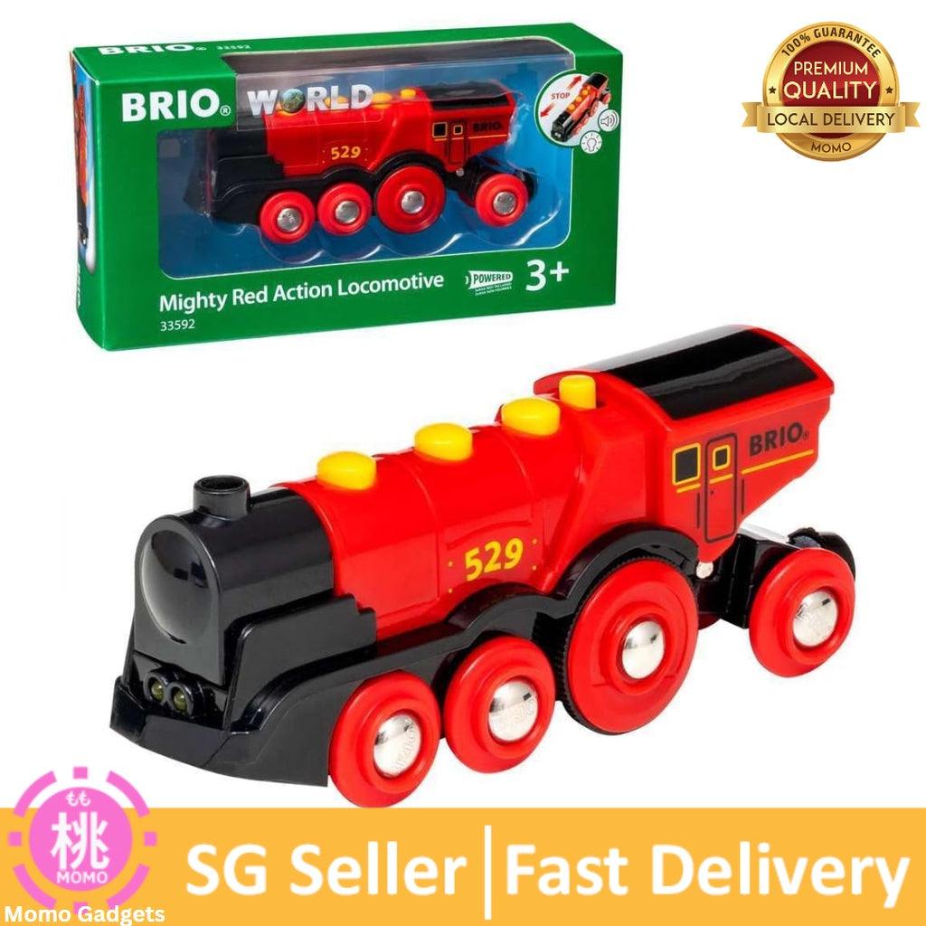 BRIO World 33592 Mighty Red Action Locomotive | Battery Operated Toy Train with Light and Sound Effects - Momo Gadgets