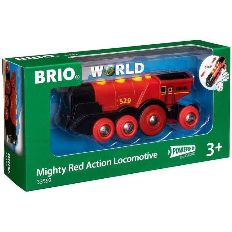 BRIO World 33592 Mighty Red Action Locomotive | Battery Operated Toy Train with Light and Sound Effects - Momo Gadgets