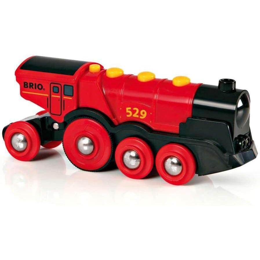 BRIO World 33592 Mighty Red Action Locomotive | Battery Operated Toy Train with Light and Sound Effects - Momo Gadgets