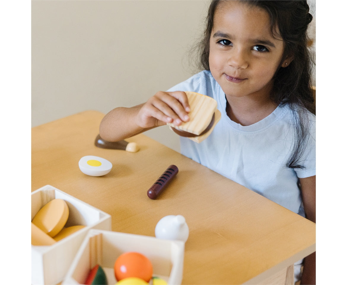 Melissa & Doug Food Groups - Wooden Play Food 21 Hand-Painted Wooden Pieces and 4 Crates