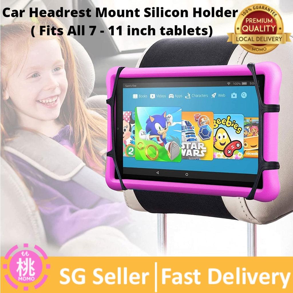 Car Headrest Mount Silicon Holder - Car Mount Angle-Adjustable Car Headrest Holder Fits All 7-10 inch Tablets - Momo Gadgets