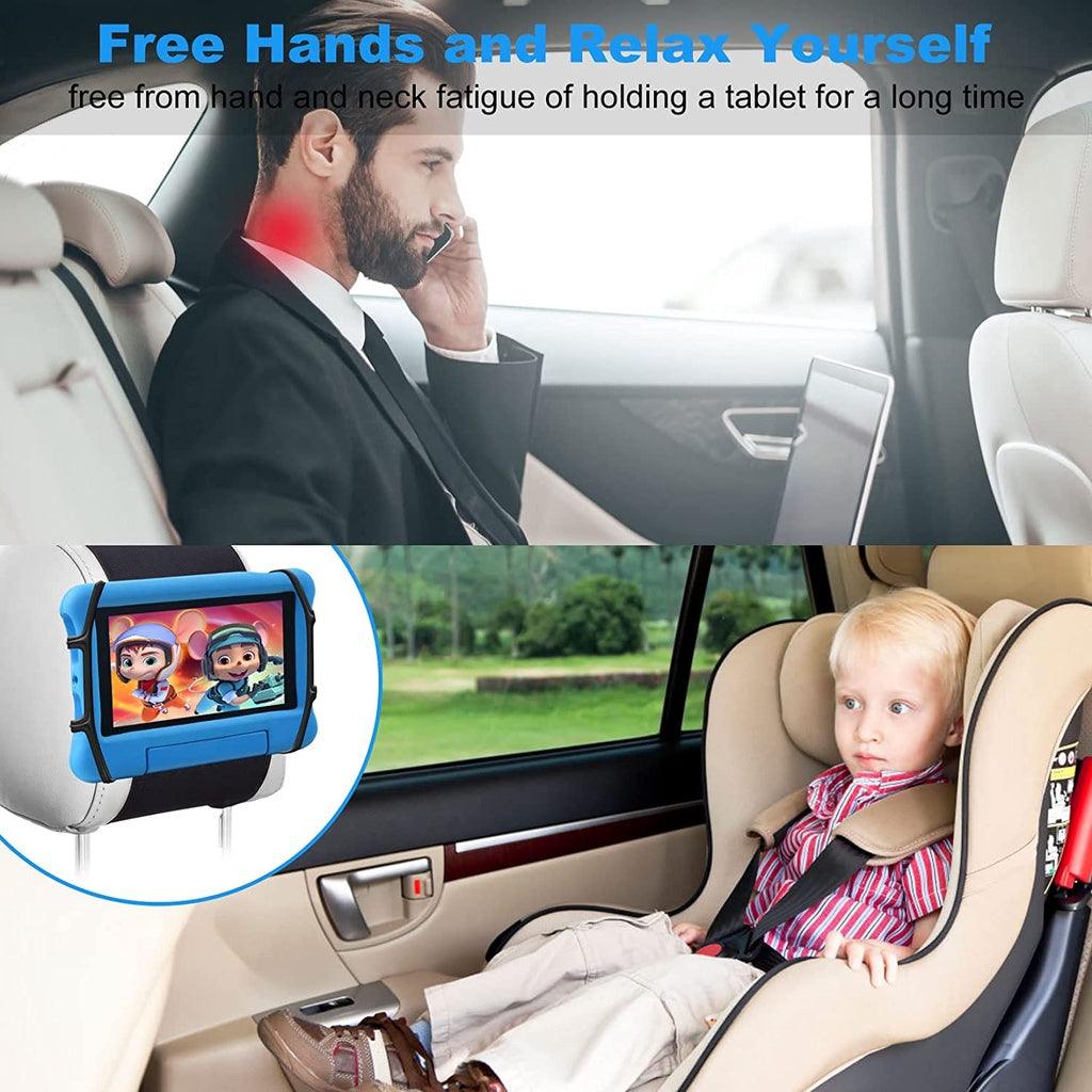 Car Headrest Mount Silicon Holder - Car Mount Angle-Adjustable Car Headrest Holder Fits All 7-10 inch Tablets - Momo Gadgets